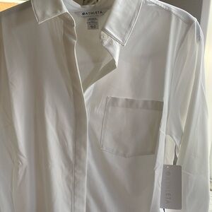 NWT Everlasting top from Athleta white soft button down dress up or down shirt